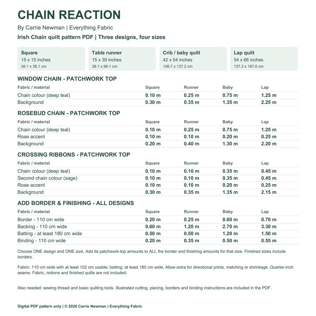 Chain Reaction — Irish Chain Quilt Pattern PDF