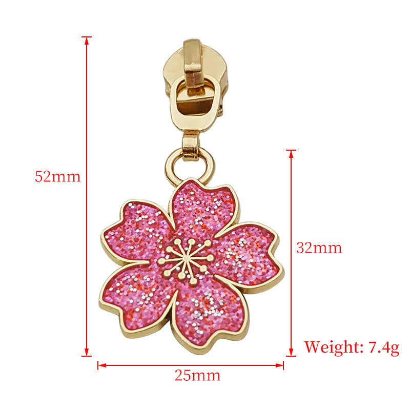 Cherry Blossom Zipper Pulls Dark Pink [Size: #5 [Slider Colour: Nickle for bag making and sewing projects