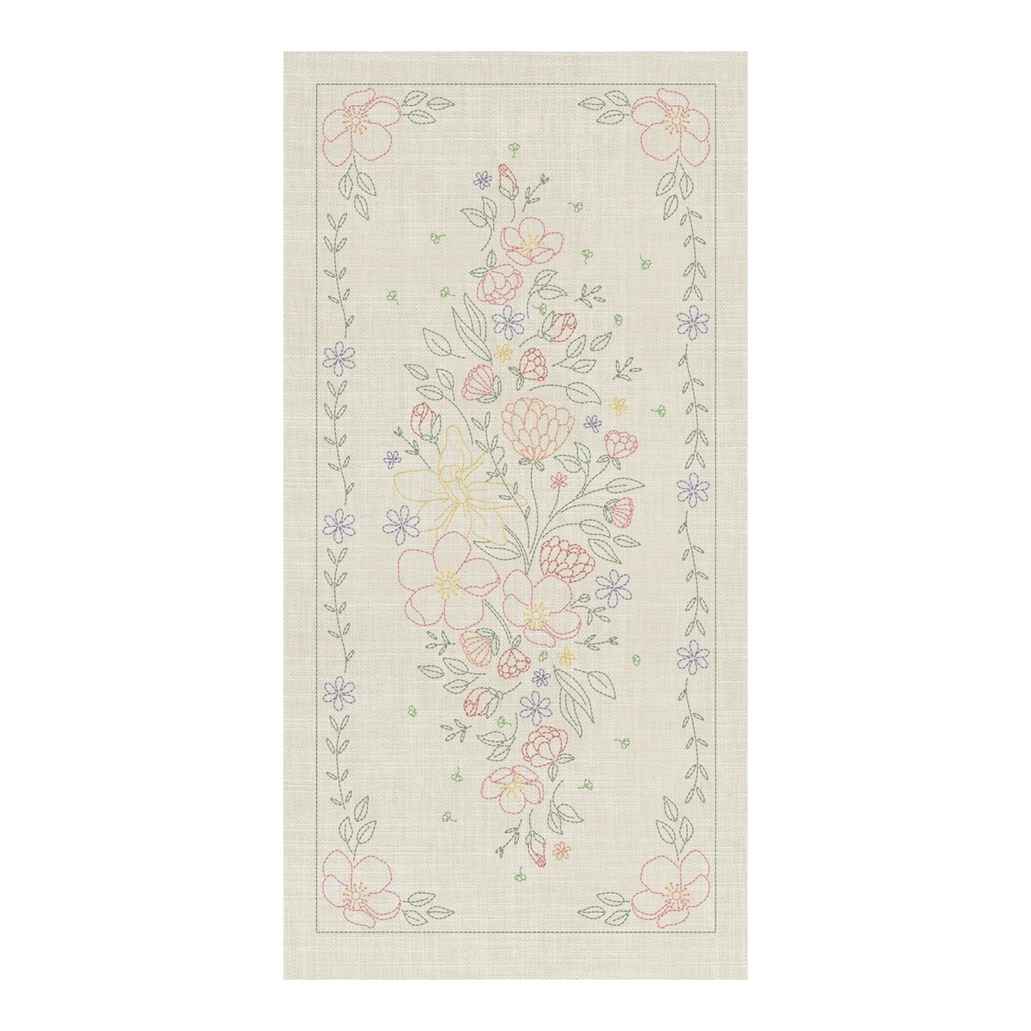 Sashiko Wildflowers 8 Panel Seeded Cream