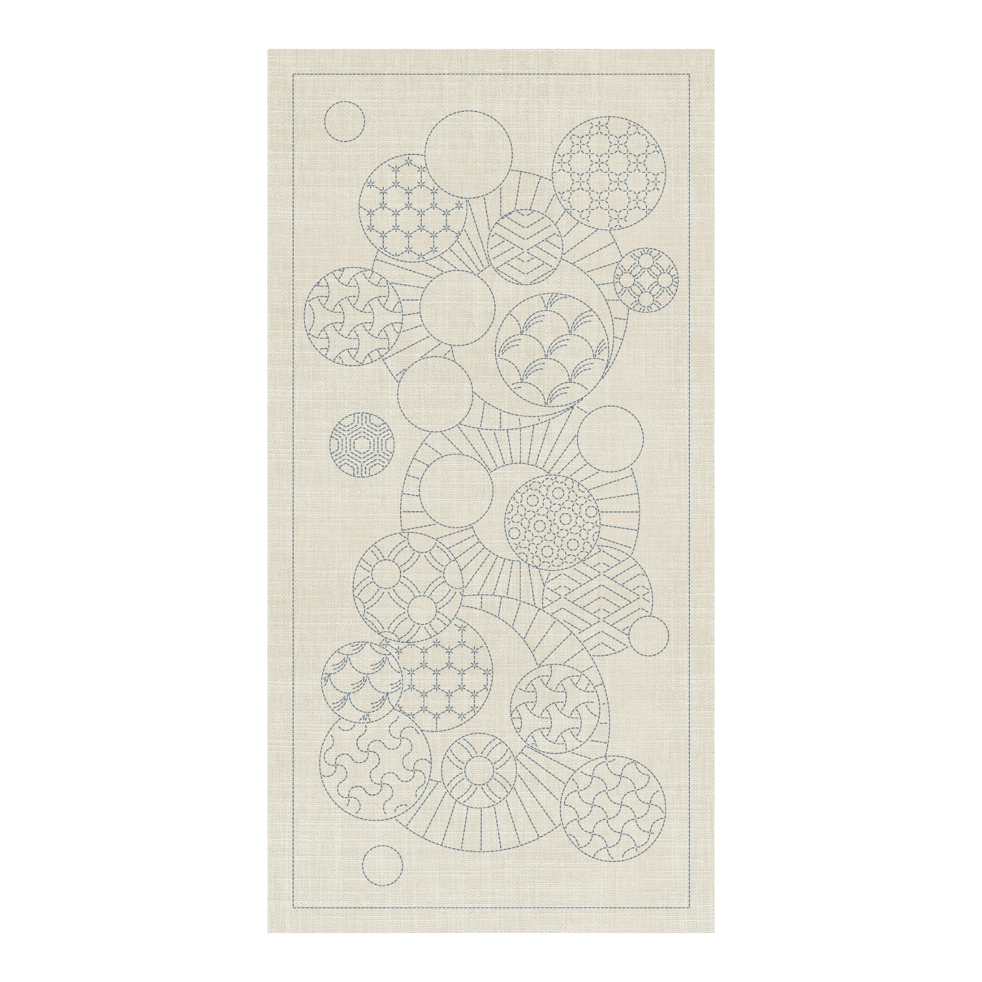 Sashiko Geometric Circles 1 Cream