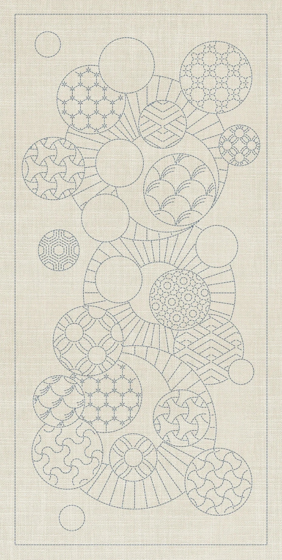 Sashiko Geometric Circles 1 Cream