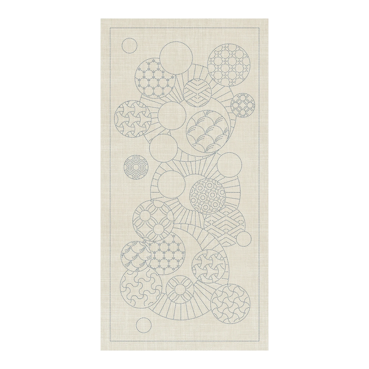 Sashiko Geometric Circles Collection – 3 Designs Cream