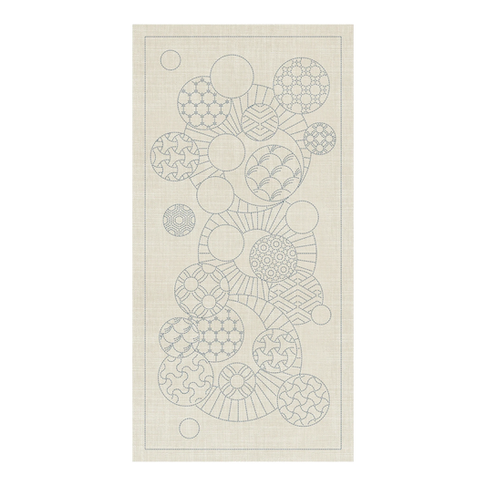 Sashiko Geometric Circles Collection – 3 Designs Cream