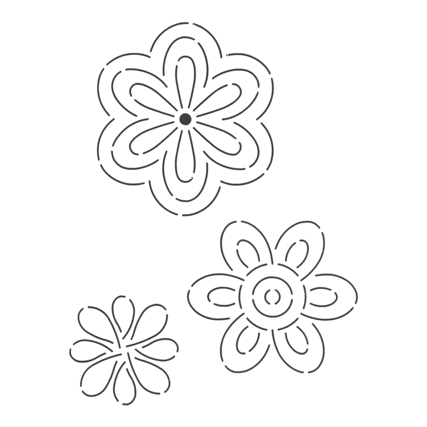 Quilt Stencil Flowers - Size: 127 mm, 121 mm, and 76 mm for precise cutting, marking and patchwork
