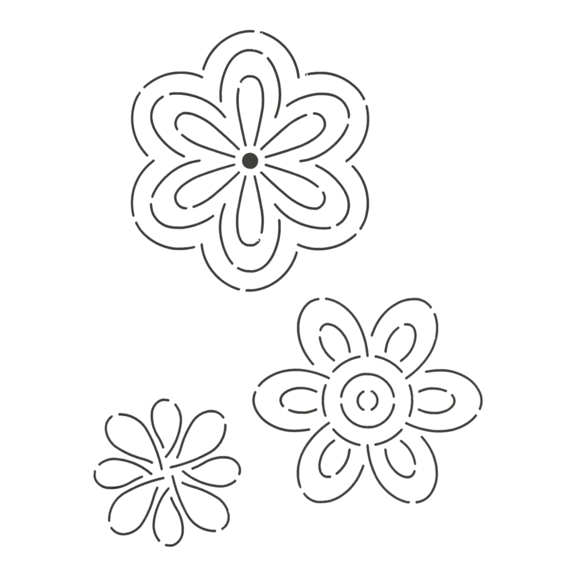 Quilt Stencil Flowers - Size: 127 mm, 121 mm, and 76 mm for precise cutting, marking and patchwork