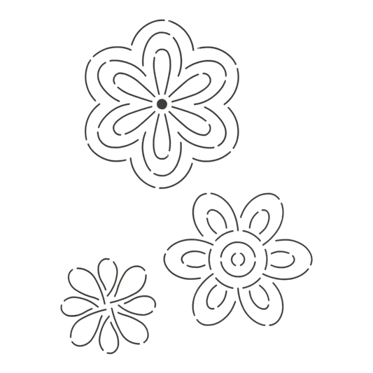 Quilt Stencil Flowers - Size: 127 mm, 121 mm, and 76 mm for precise cutting, marking and patchwork
