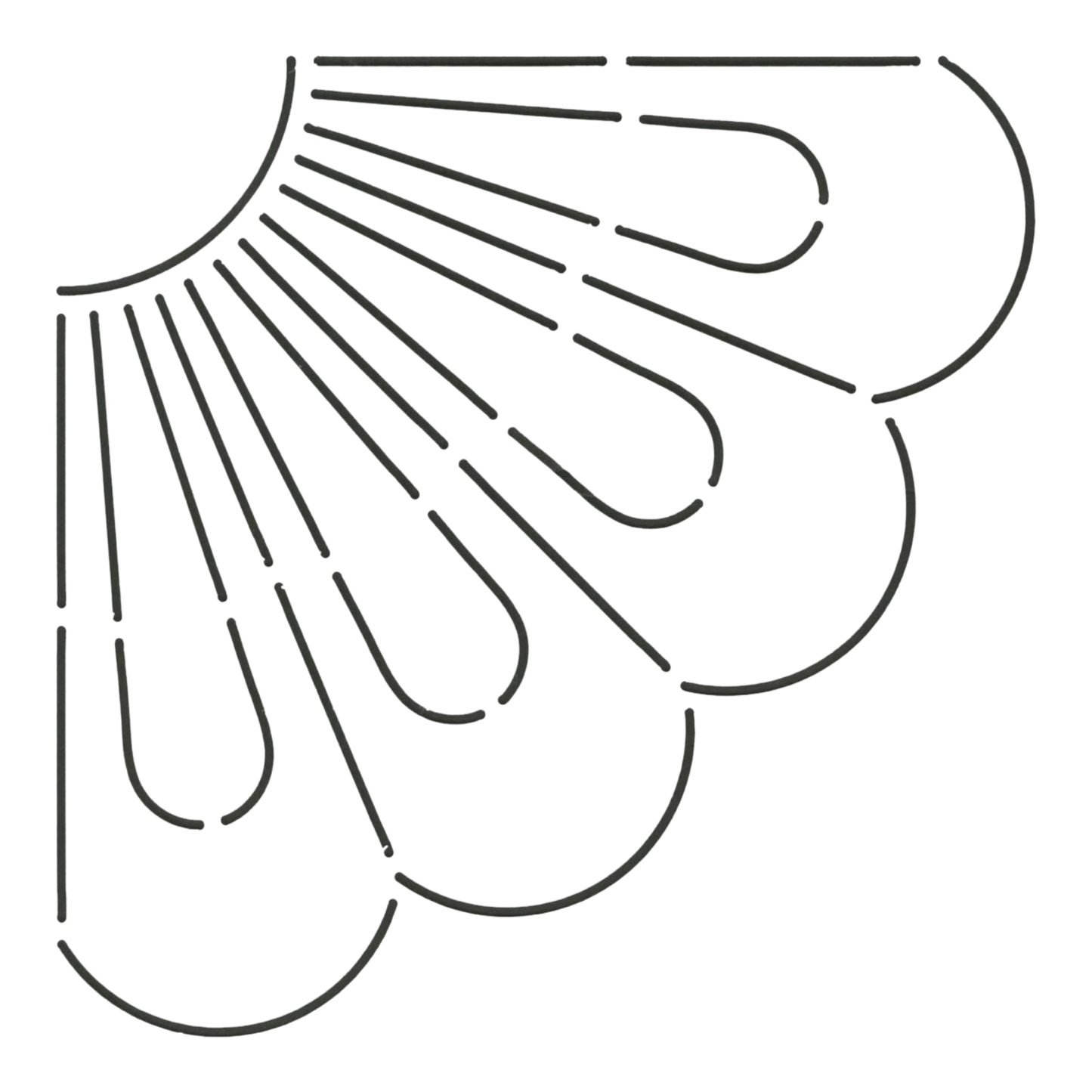 Quilt Stencil Dresden Plate Corner 152 mm for precise cutting, marking and patchwork