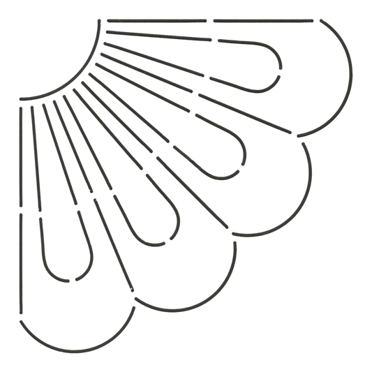 Quilt Stencil Dresden Plate Corner 152 mm for precise cutting, marking and patchwork