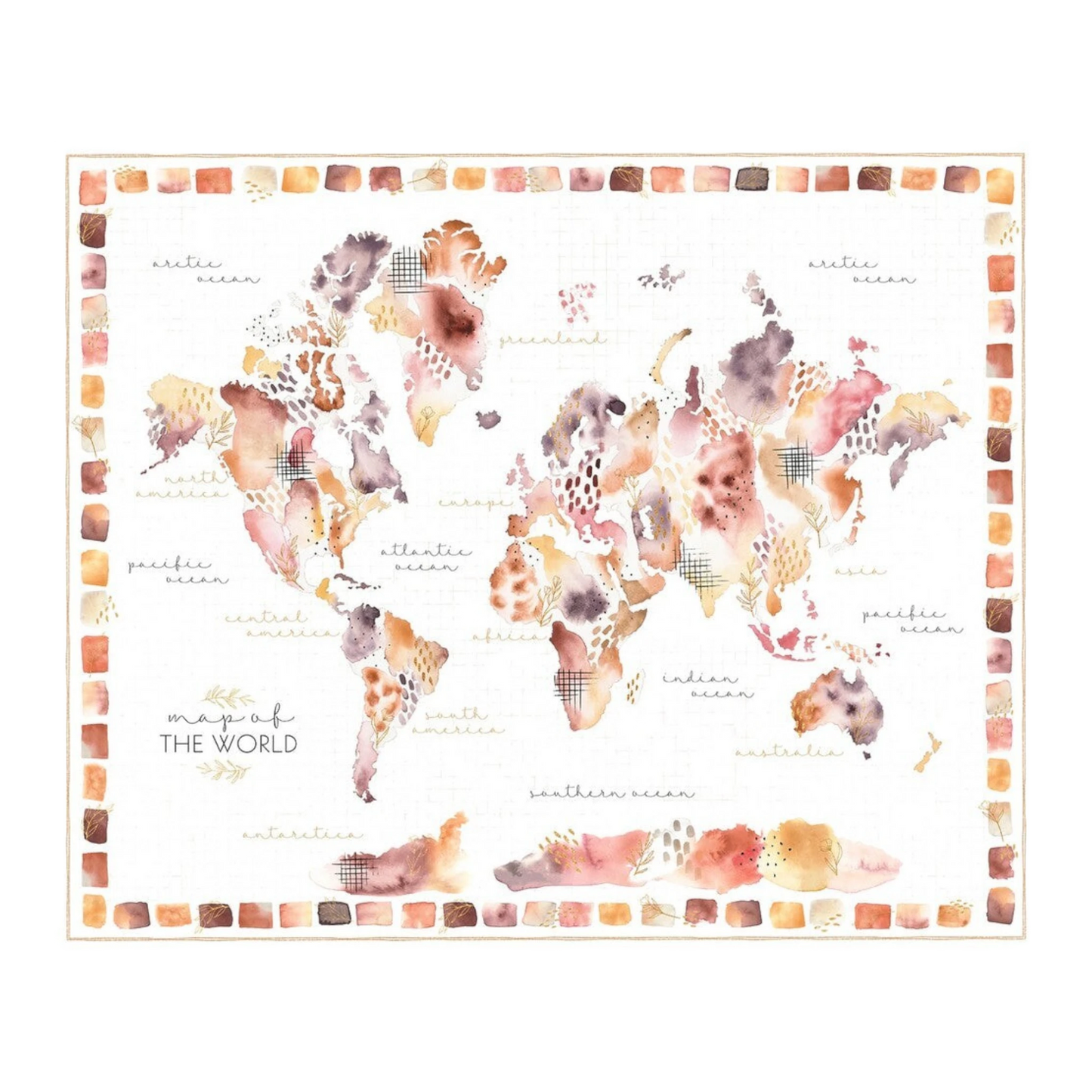 Desert Bloom Map Panel for patchwork, quilting and sewing