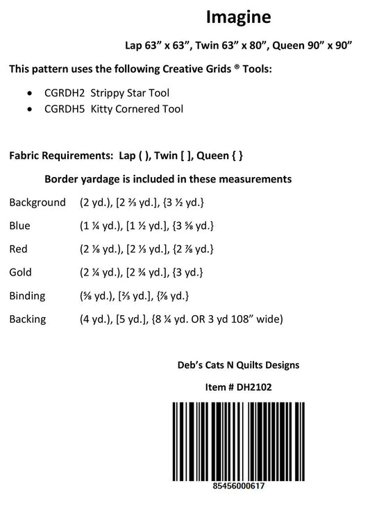 Imagine Quilt Pattern - Deb's Cats and Quilts , quilting and craft projects