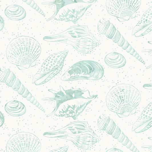 Bali Batik Alaska - Sea Shells Bluegrass for patchwork, quilting and sewing