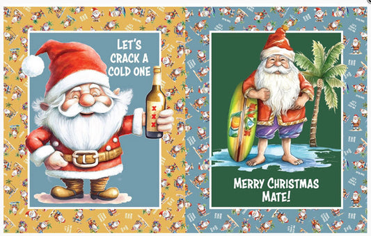OLD MATE AUSSIE CHRISTMAS SANTA SACK PANEL for patchwork, quilting and sewing