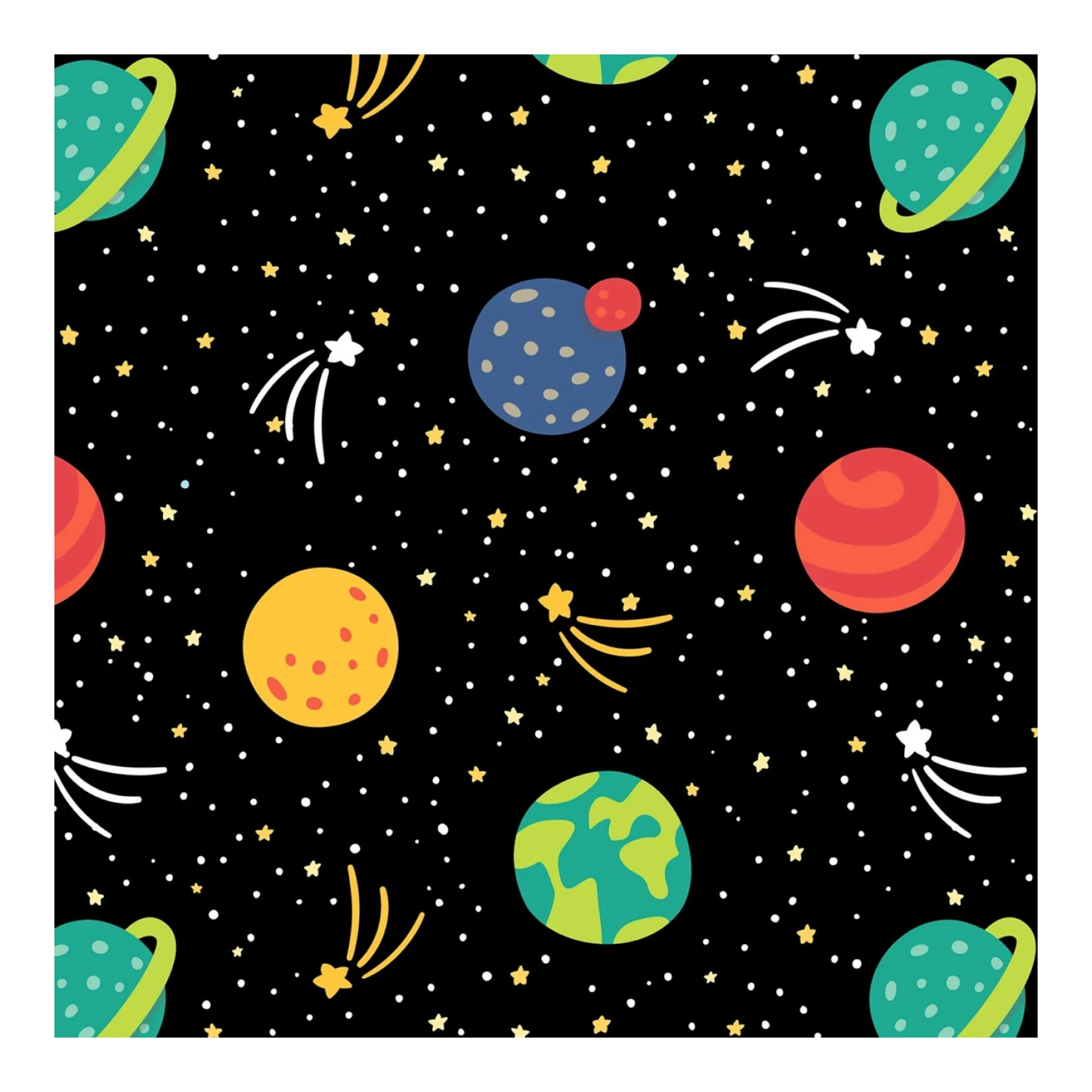Planets and Stars Black Flannel