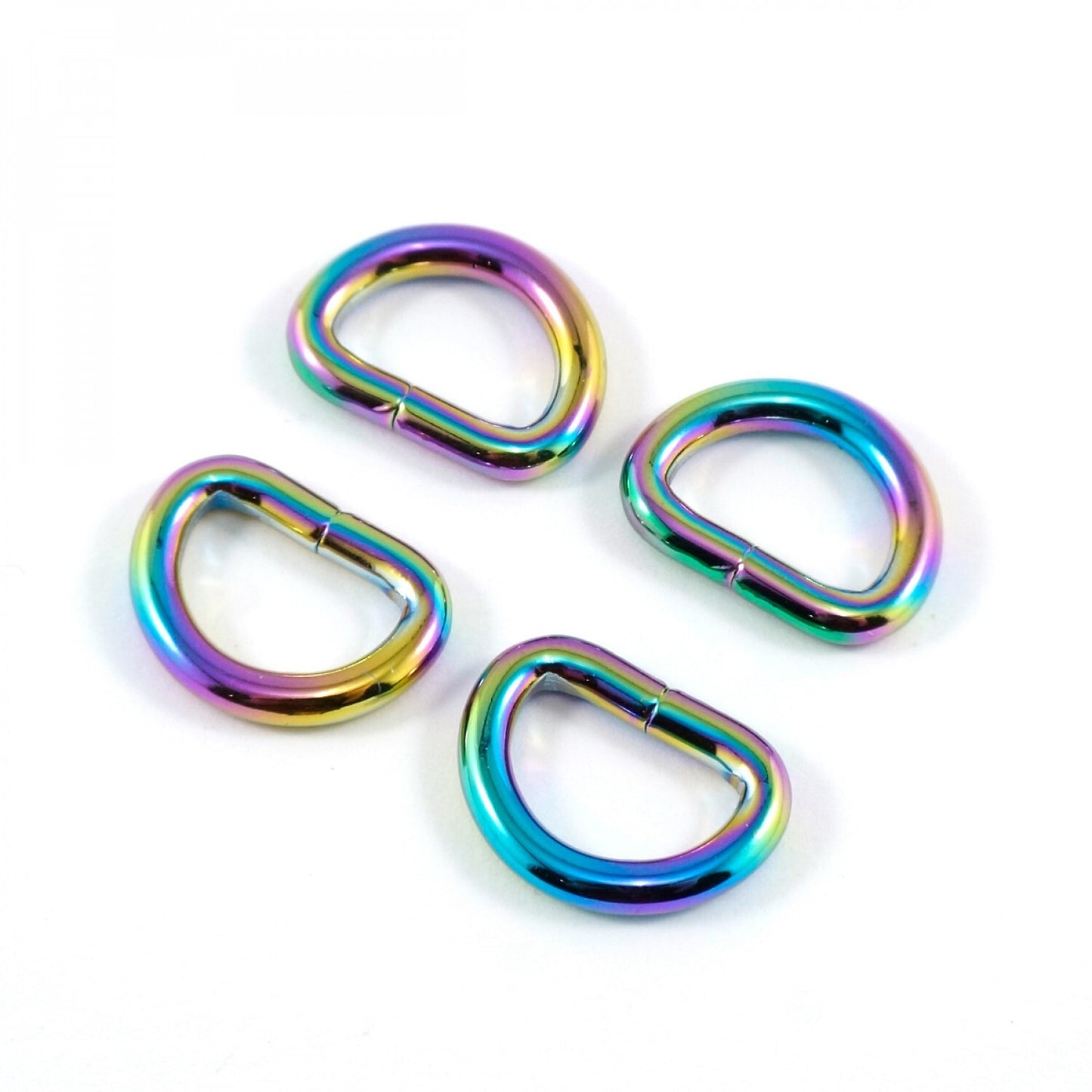 Emmaline - D-rings for 13 mm Straps - Iridescent Rainbow for bag making and sewing projects
