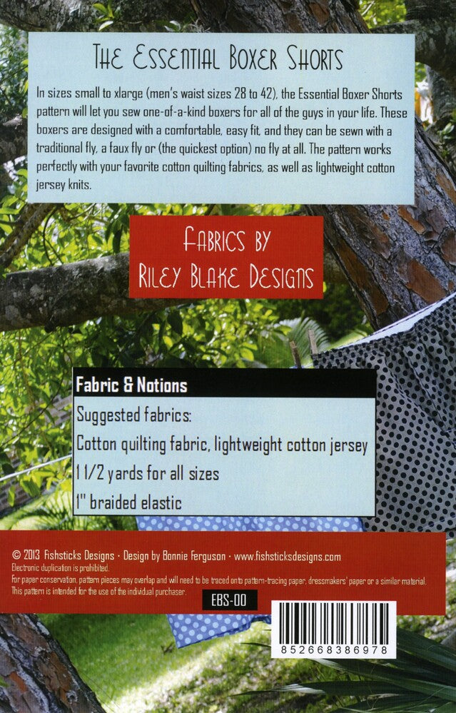 Essential Boxer Shorts Pattern , quilting and craft projects