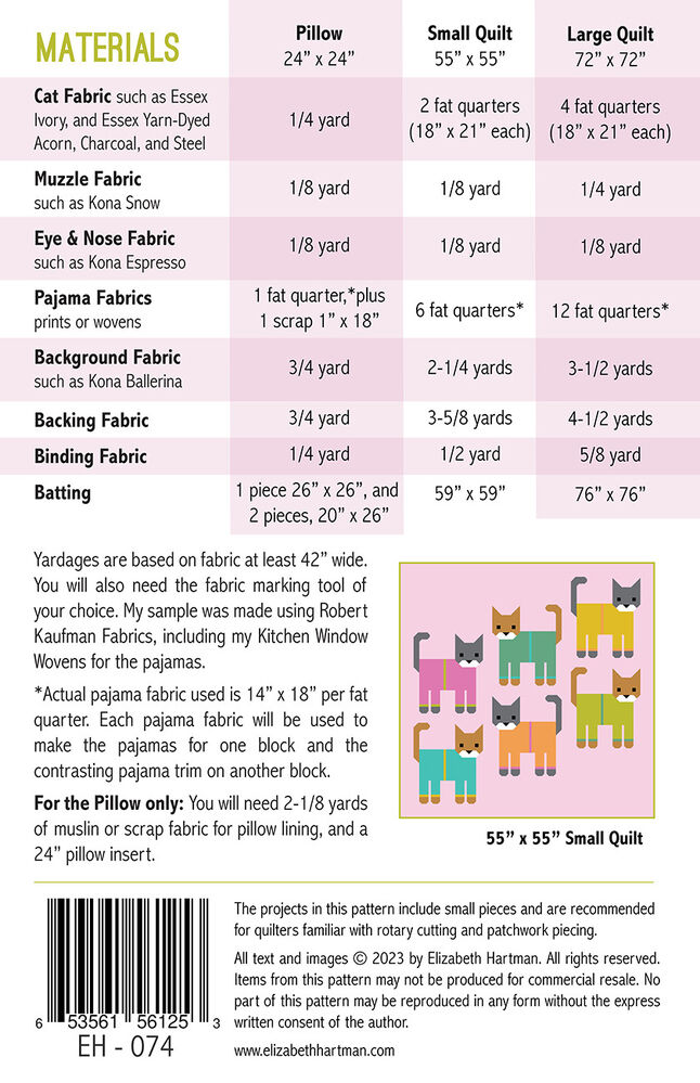 Cats in Pajamas Quilt and Pillow Pattern , quilting and craft projects