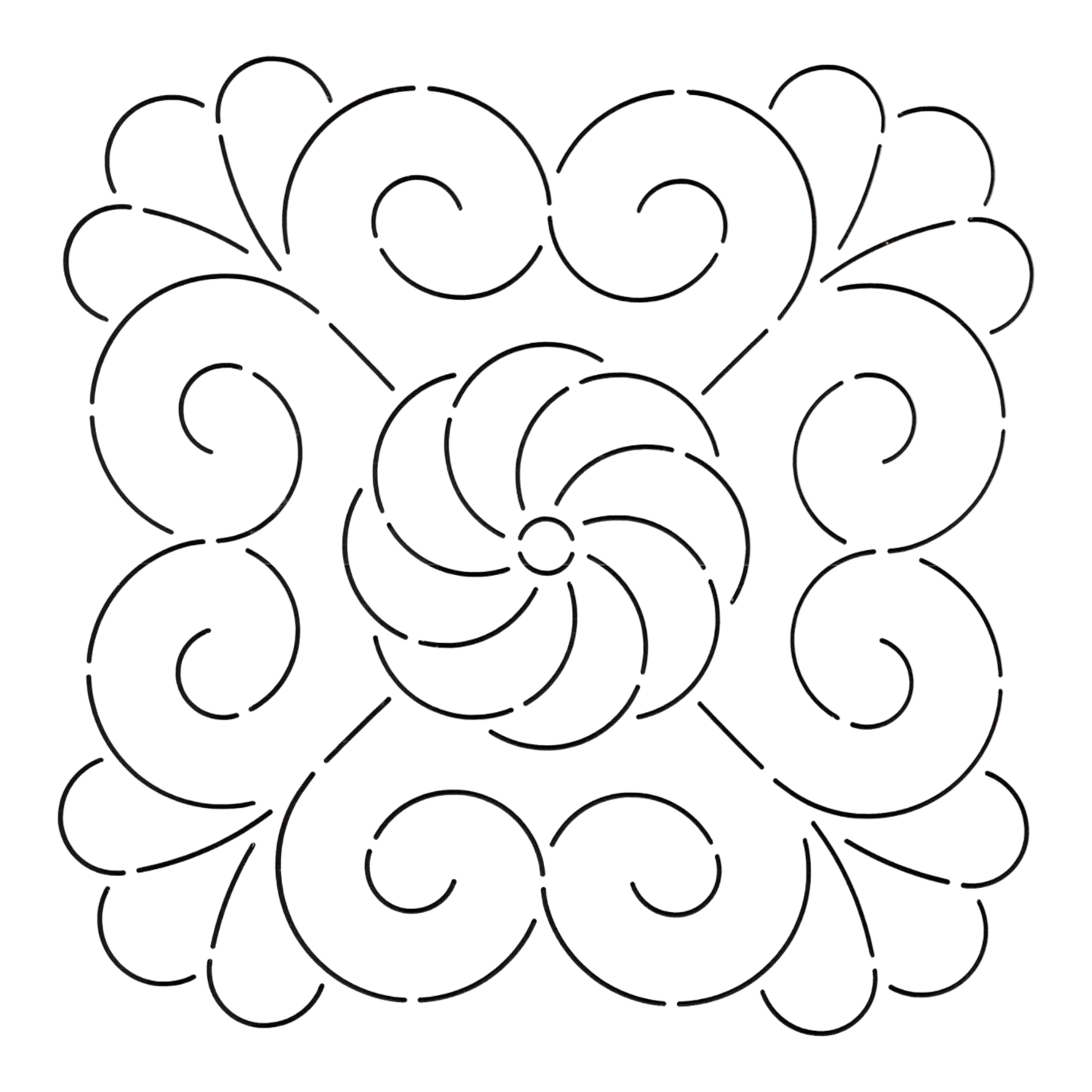 Quilt Stencil Whirl Square for precise cutting, marking and patchwork