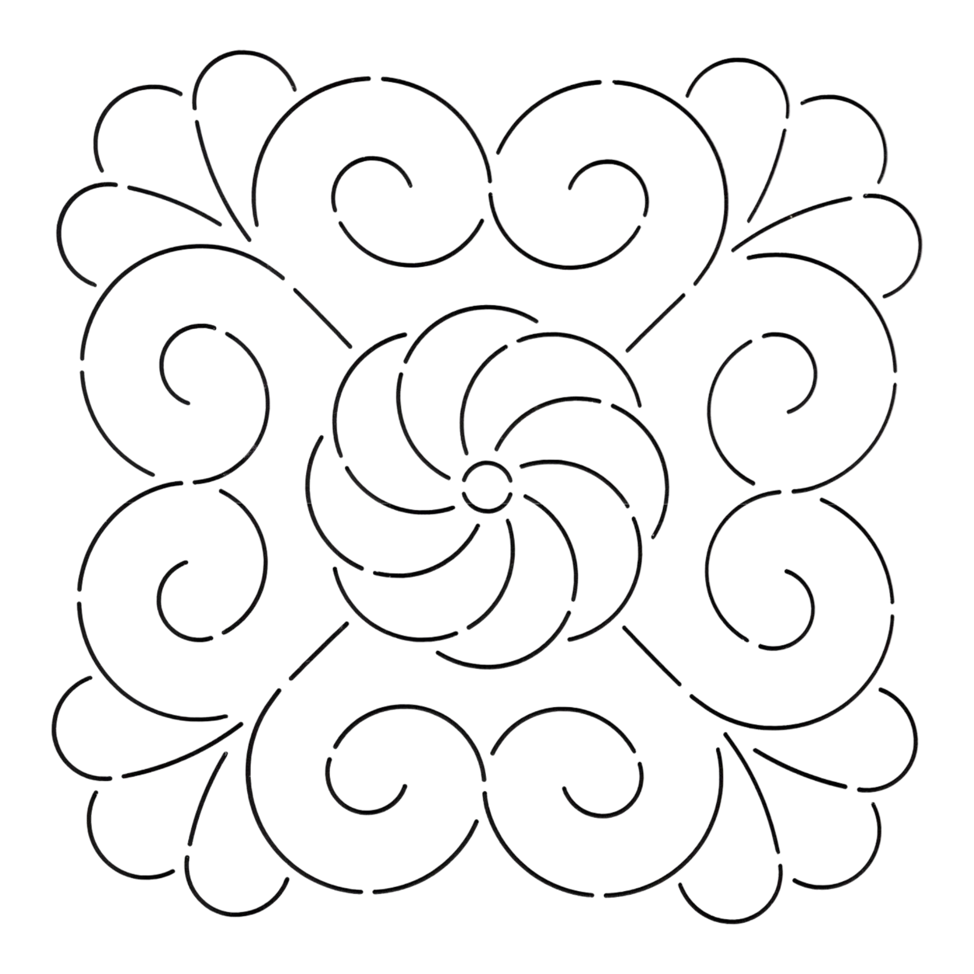 Quilt Stencil Whirl Square for precise cutting, marking and patchwork