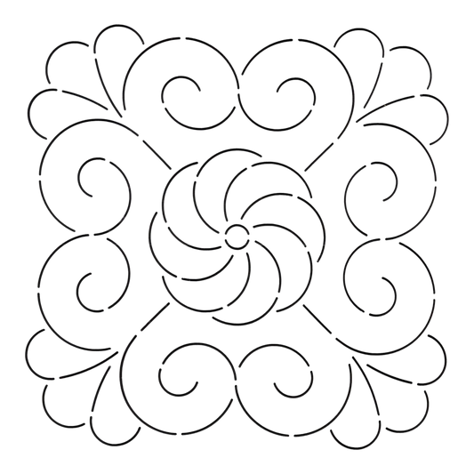 Quilt Stencil Whirl Square for precise cutting, marking and patchwork