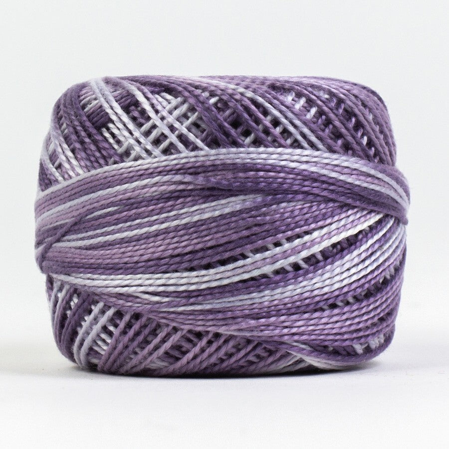 Eleganza 8wt Variegated Perle Cotton Ball - EGGPLANT SOUFFLE for embroidery, stitching and decorative needlework