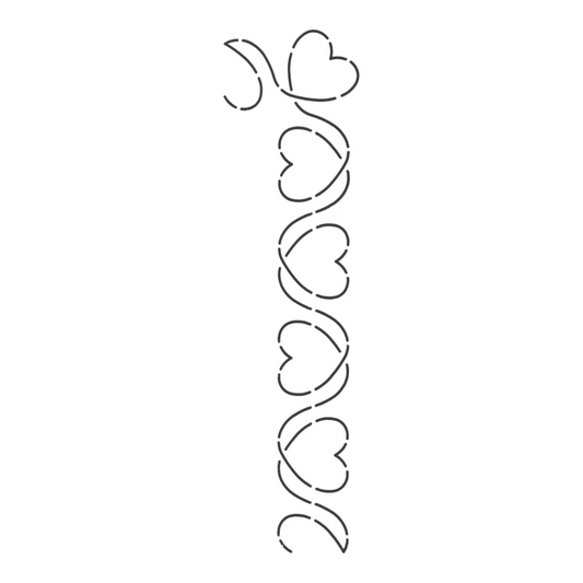 Everything Fabric 1.5 inch scrolling hearts border quilting stencil made of flexible clear Mylar plastic