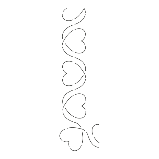 Quilt Stencil Scrolling Hearts Border 64 mm for precise cutting, marking and patchwork
