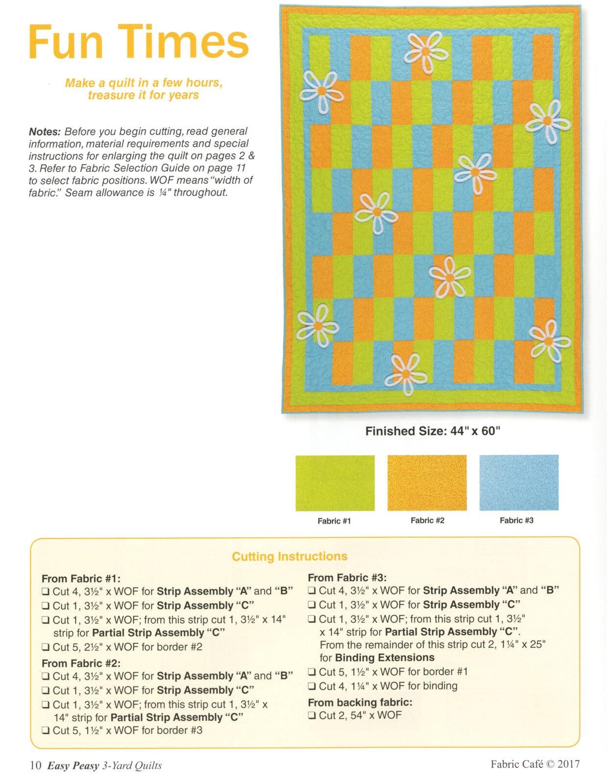 3-Yard Quilts - Easy Peasy Book , quilting and craft projects