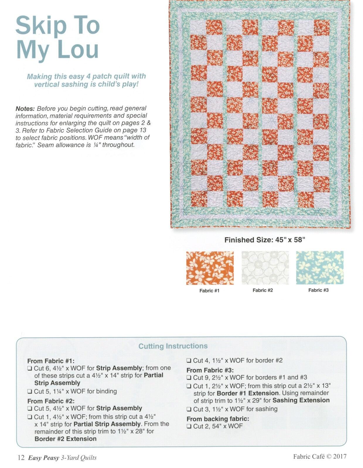 3-Yard Quilts - Easy Peasy Book , quilting and craft projects