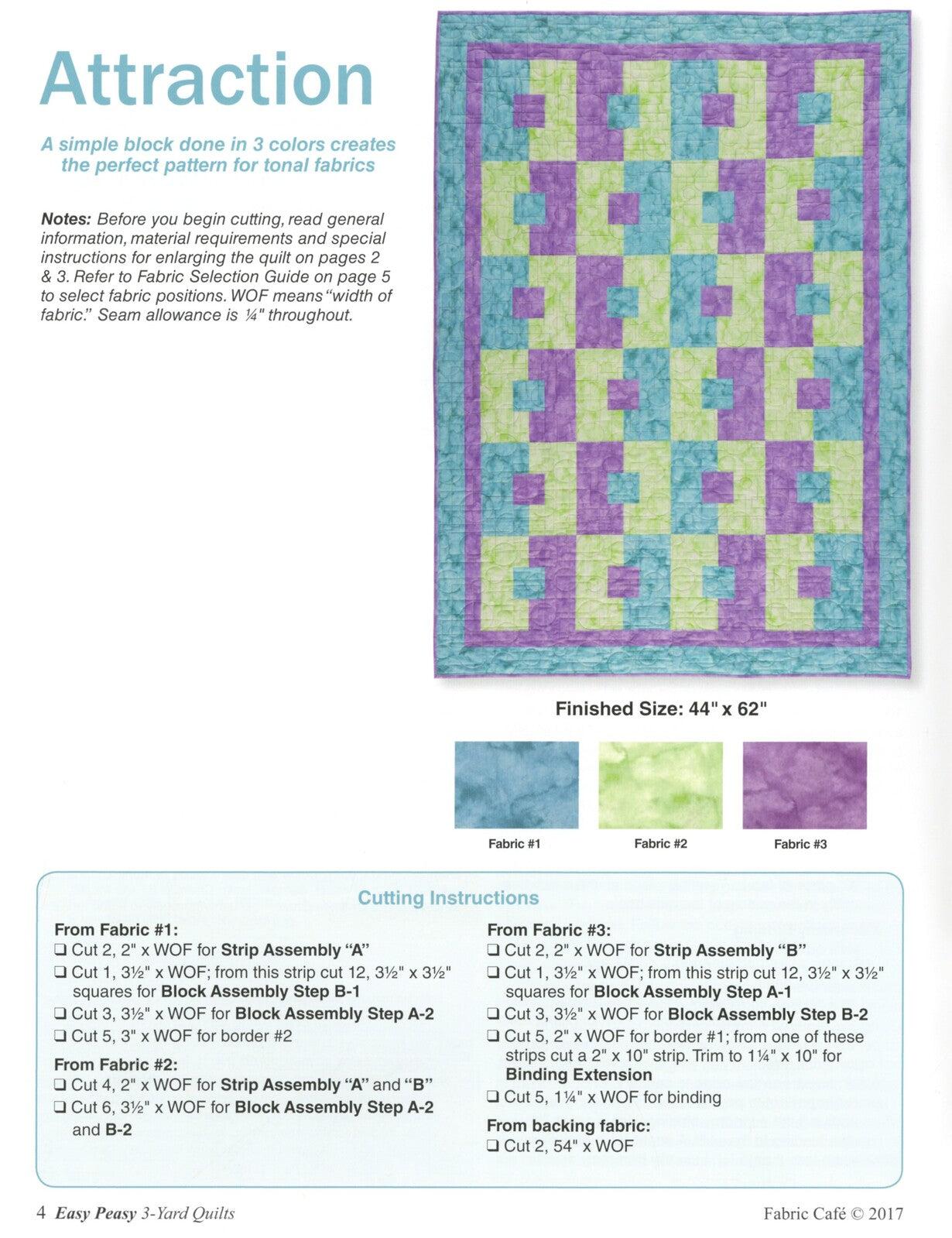 3-Yard Quilts - Easy Peasy Book , quilting and craft projects