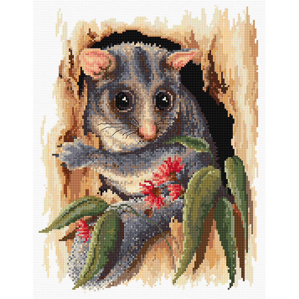 Peek-a-Boo Possum Cross Stitch Pattern , quilting and craft projects