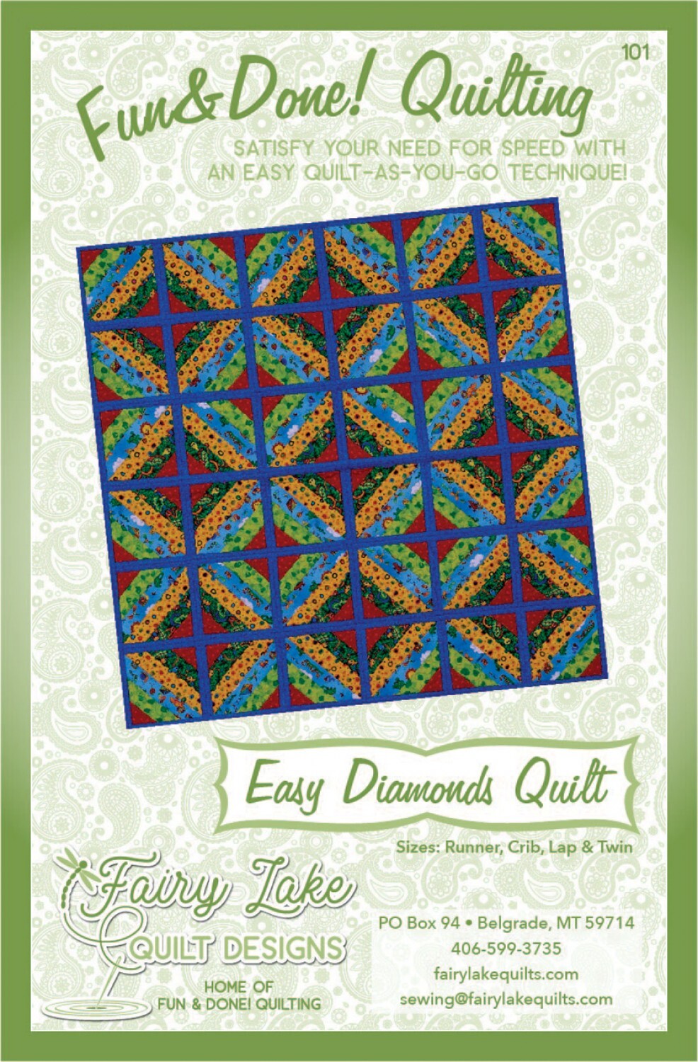 Fun & Done! Quilting Pattern - EASY DIAMONDS , quilting and craft projects