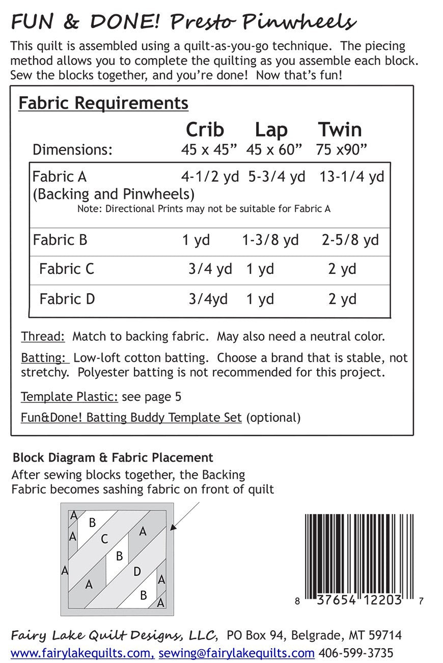 Fun & Done! Quilting Pattern - PRESTO PINWHEELS , quilting and craft projects