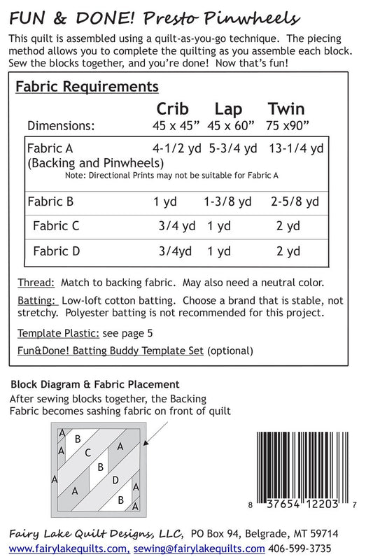 Fun & Done! Quilting Pattern - PRESTO PINWHEELS , quilting and craft projects