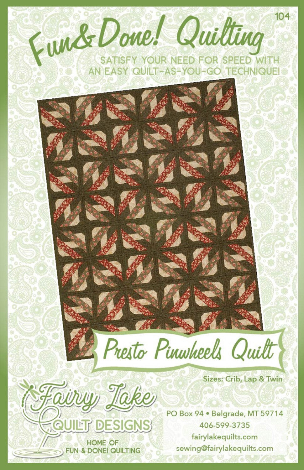 Fun & Done! Quilting Pattern - PRESTO PINWHEELS , quilting and craft projects