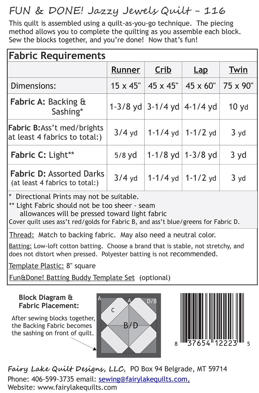 Fun & Done! Quilting Pattern - JAZZY JEWELS , quilting and craft projects