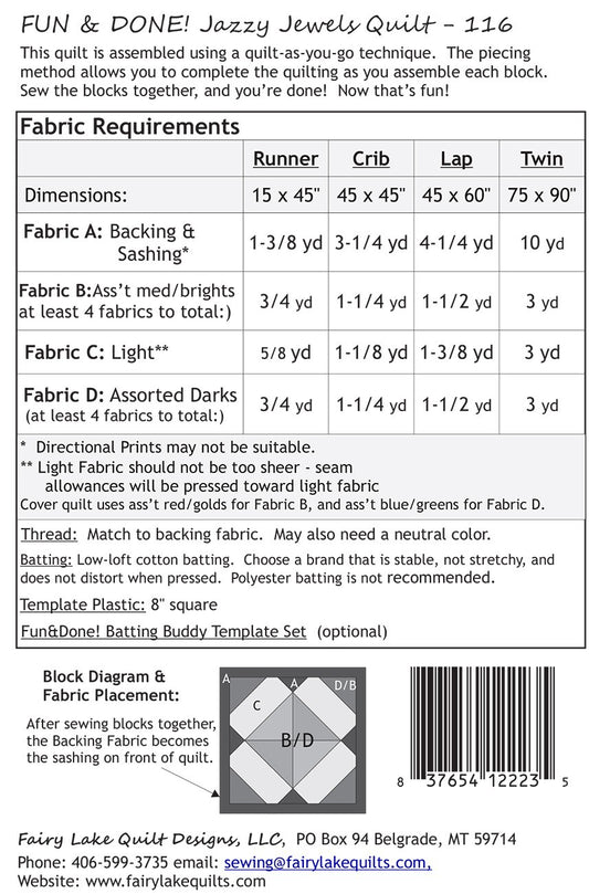Fun & Done! Quilting Pattern - JAZZY JEWELS , quilting and craft projects