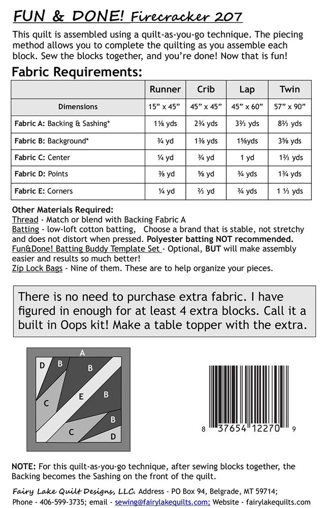 Fun & Done! Quilting Pattern - FIRECRACKER , quilting and craft projects