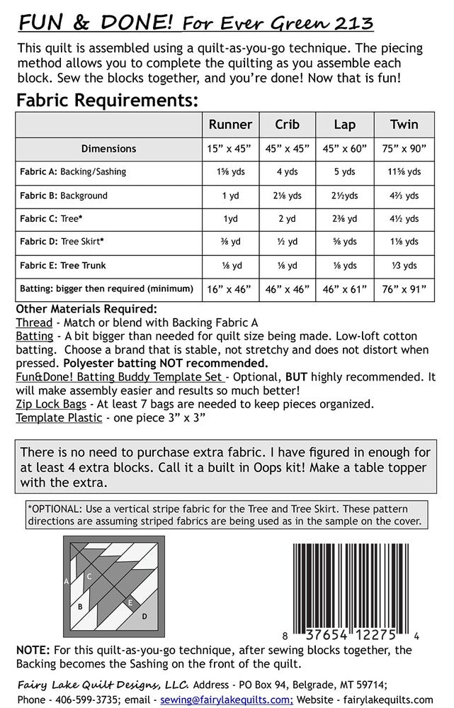 Fun & Done! Quilting Pattern - FOR EVER GREEN , quilting and craft projects