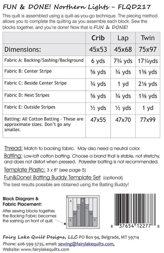 Fun & Done! Quilting Pattern - NORTHERN LIGHTS , quilting and craft projects