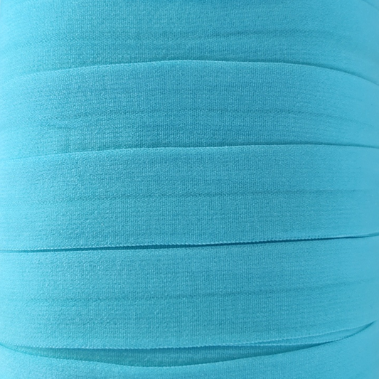 Fold Over Elastic 20 mm Matte - Teal Blue for garments, sewing and bag making projects