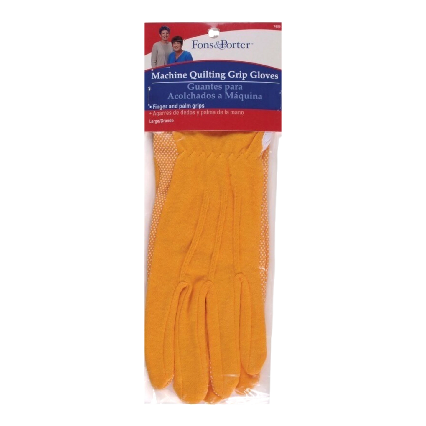 Machine Quilting Gloves Large Yellow 1 pair for grip, control and free motion quilting