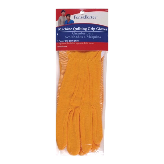Machine Quilting Gloves Large Yellow 1 pair for grip, control and free motion quilting