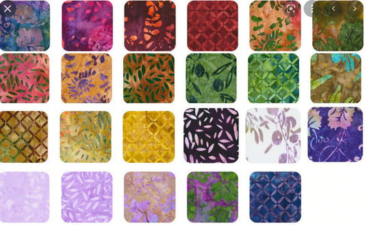 Sonoma Vista Batik Fat Quarter Bundle - 25pc for patchwork, quilting and sewing