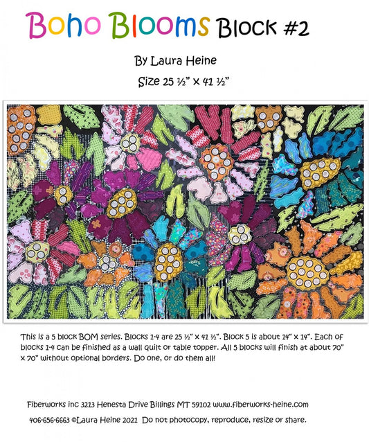 Laura Heine BOHO Blooms Block #2 Collage Pattern , quilting and craft projects
