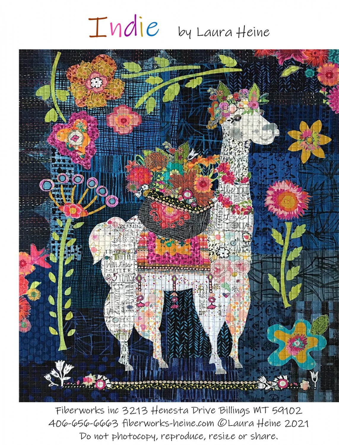 Laura Heine Indie...The Llama Collage Pattern , quilting and craft projects