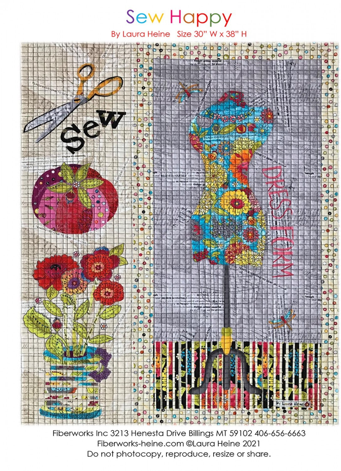 Sew Happy Collage Quilt Pattern - Laura Heine , quilting and craft projects