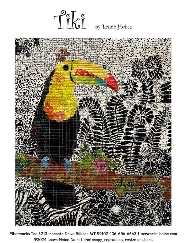 Tiki Toucan Collage Pattern by Laura Heine , quilting and craft projects