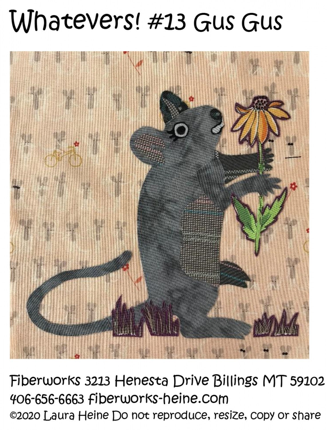 Laura Heine WHATEVERS! 13 Gus Gus Mouse Collage Pattern , quilting and craft projects