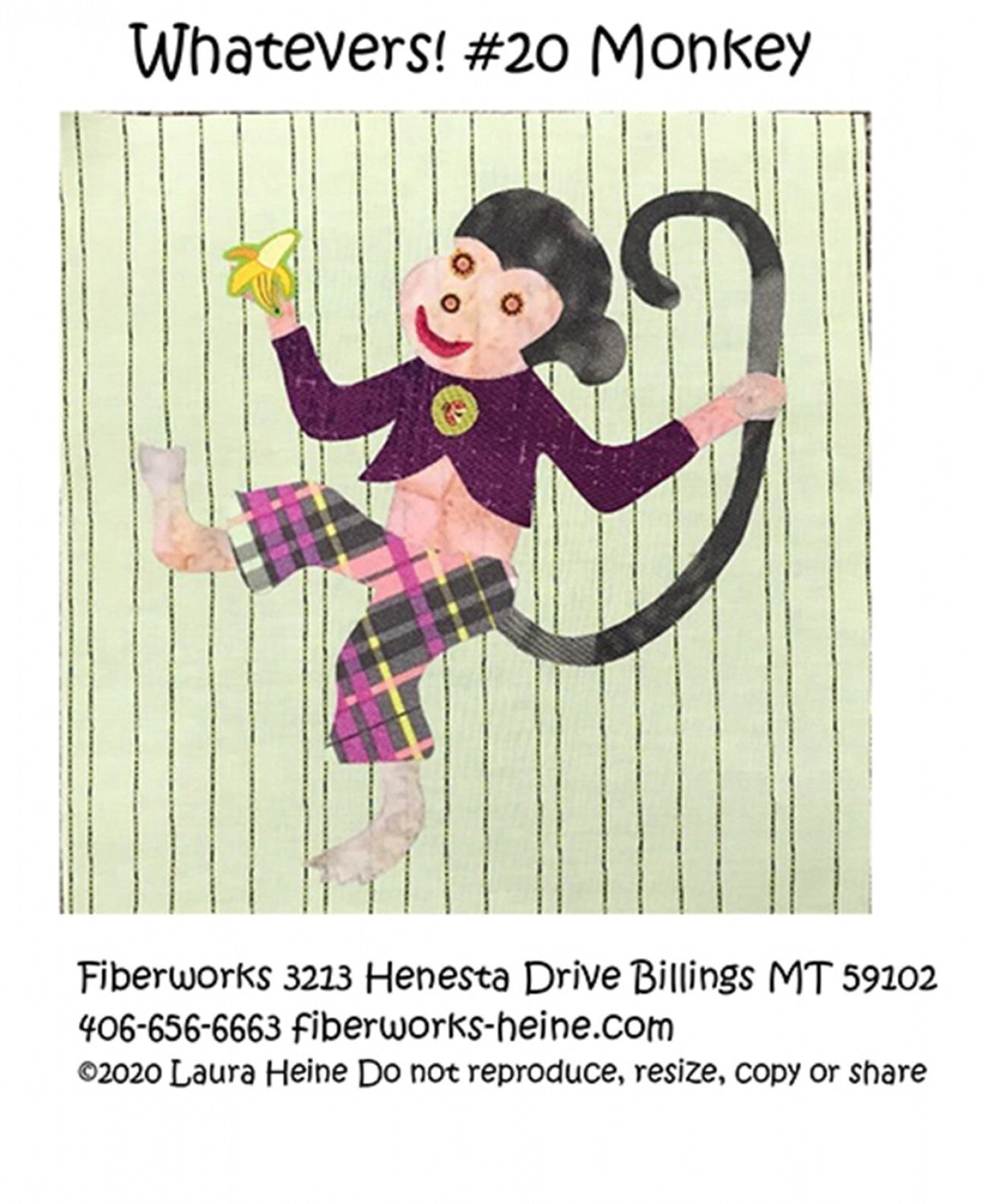 Laura Heine WHATEVERS! 20 Monkey Collage Pattern , quilting and craft projects