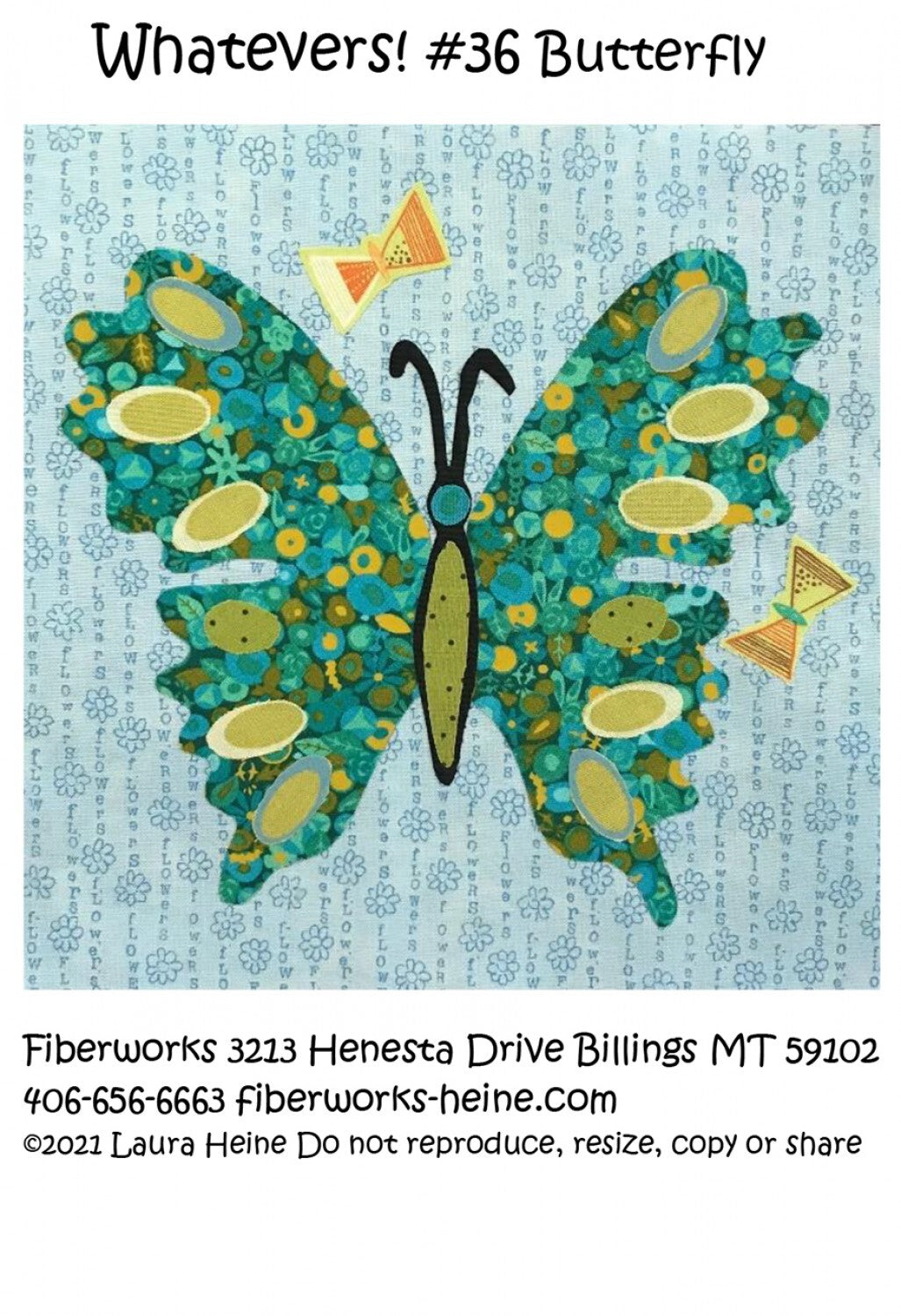 Laura Heine WHATEVERS! 36 Butterfly Collage Pattern , quilting and craft projects